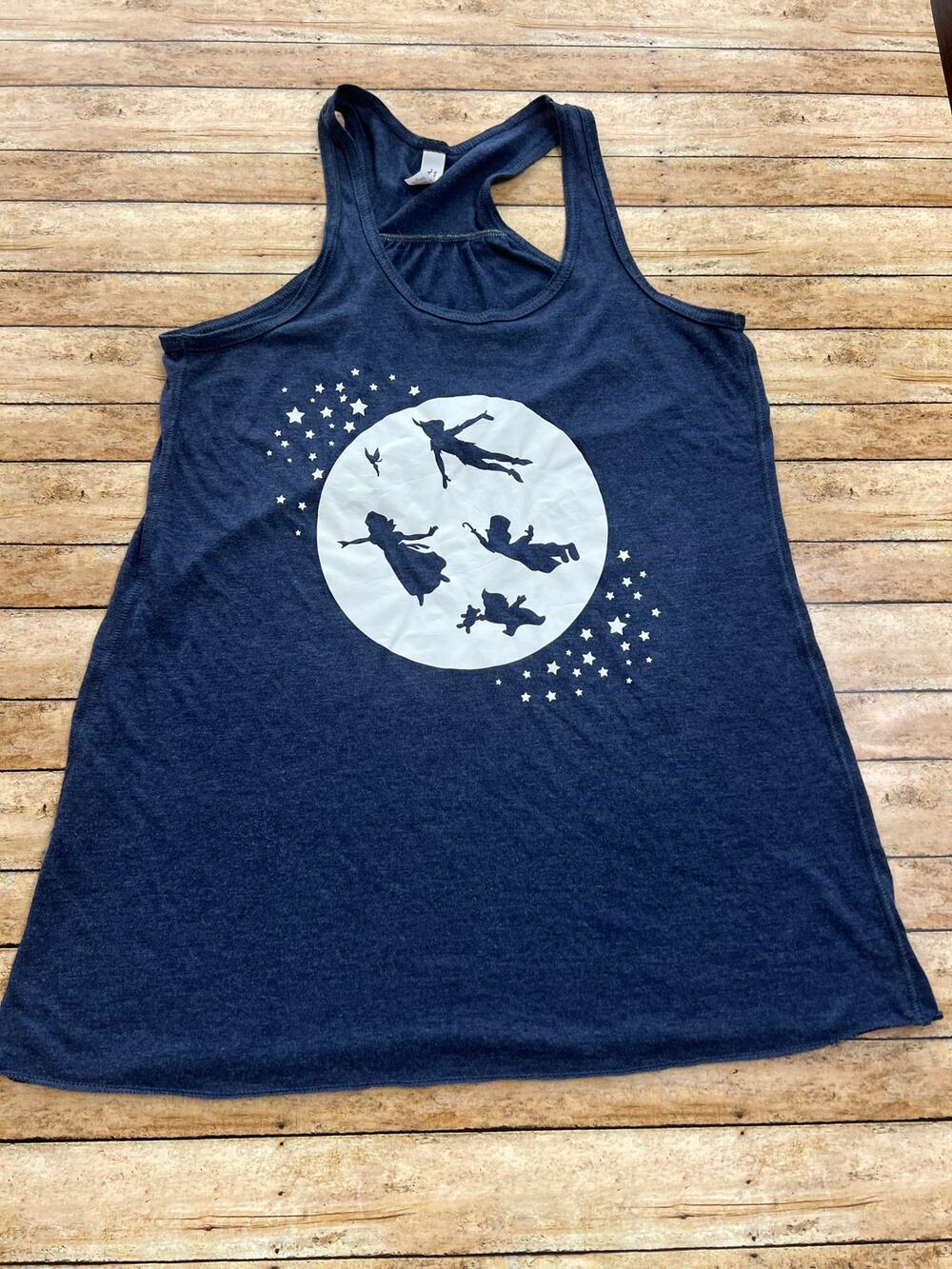 Disney Custom Peter Pan Heather Navy Racerback Tank Medium